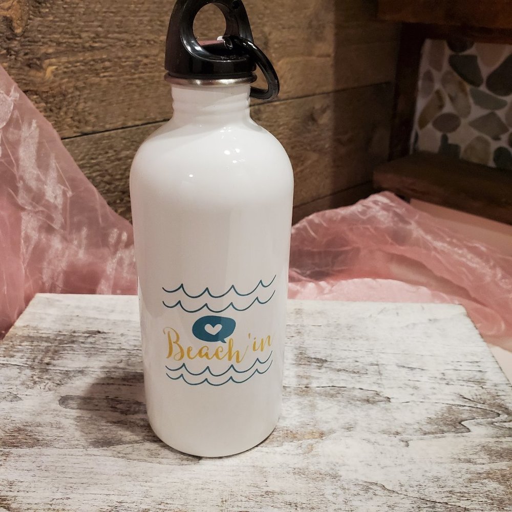 Beach In Stainless Steel Water Bottle 20 oz w Carabiner